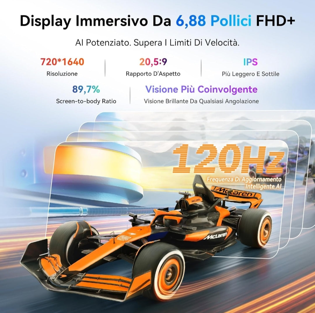 Smartphone BlackView 5G 6.88'' FHD+ 120Hz, 8+16GB RAM+128GB ROM, Android 15, Dual SIM, 5000mAh - CloudStore089