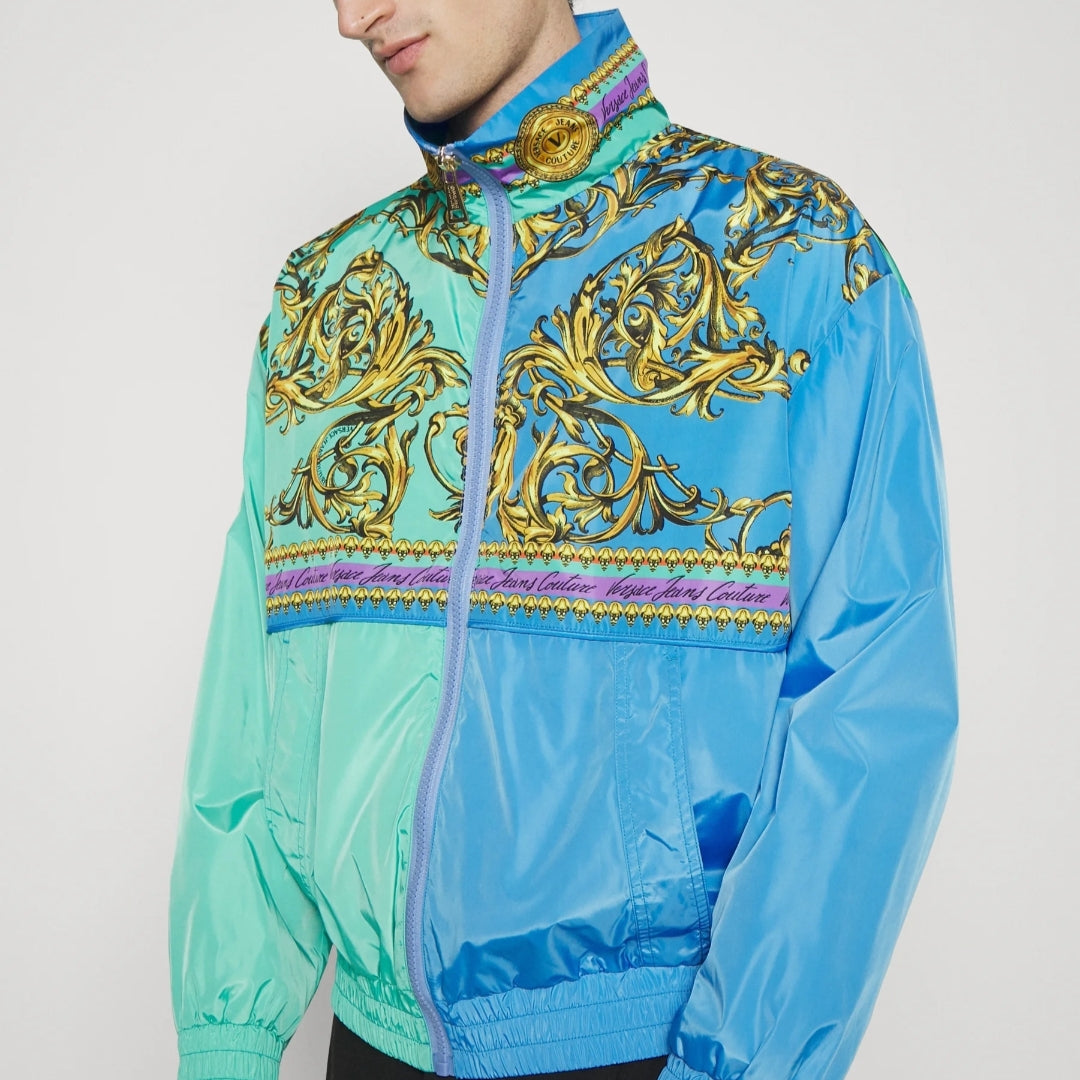 Giacca Versace Jeans Couture Baroque Azzurra Unisex – Giacca Leggera di Lusso