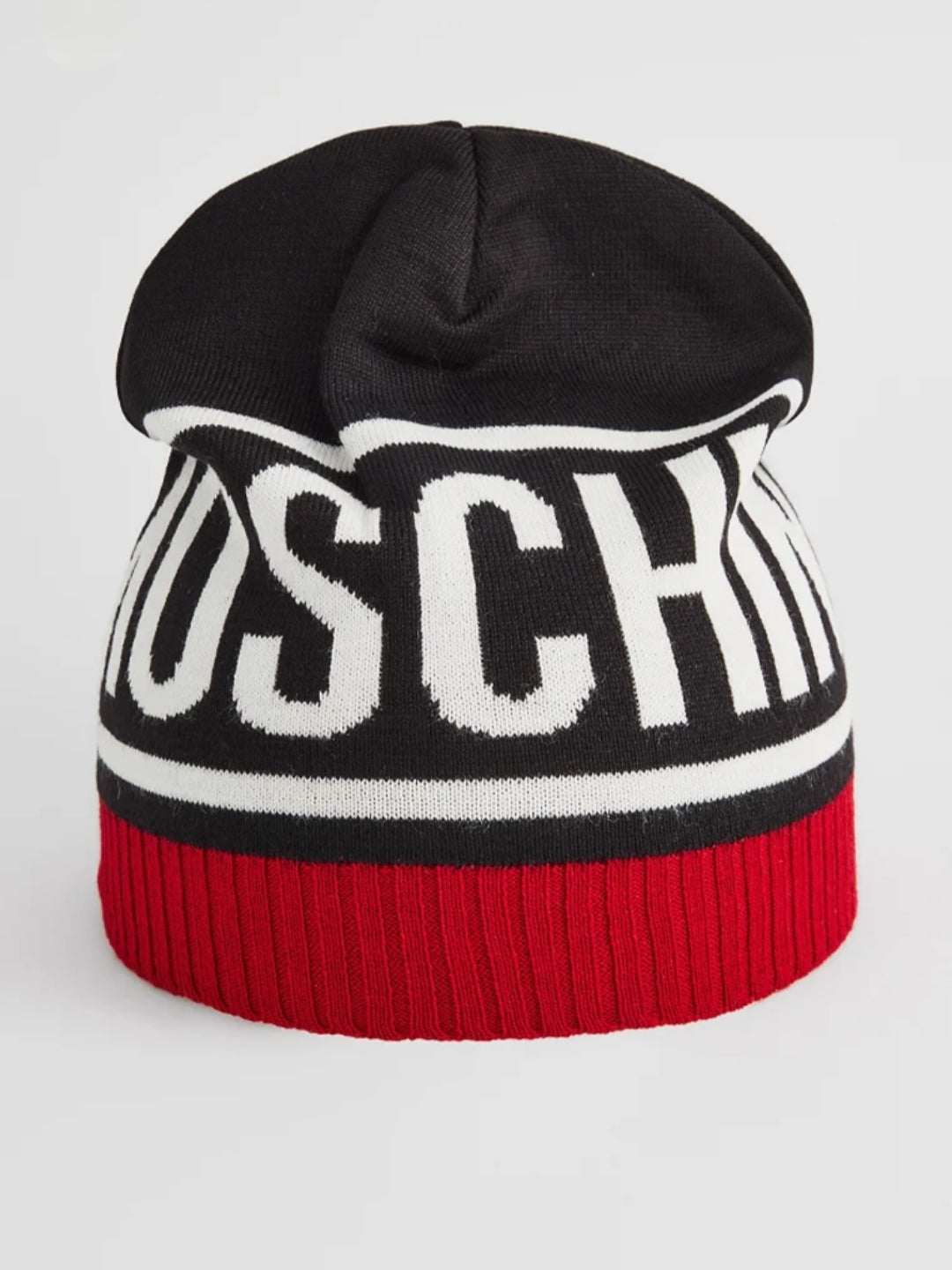 Set Cappello e Sciarpa Moschino Uomo Donna Logo Grande - Invernale, Nero/Rosso o Grigio/Bordeaux