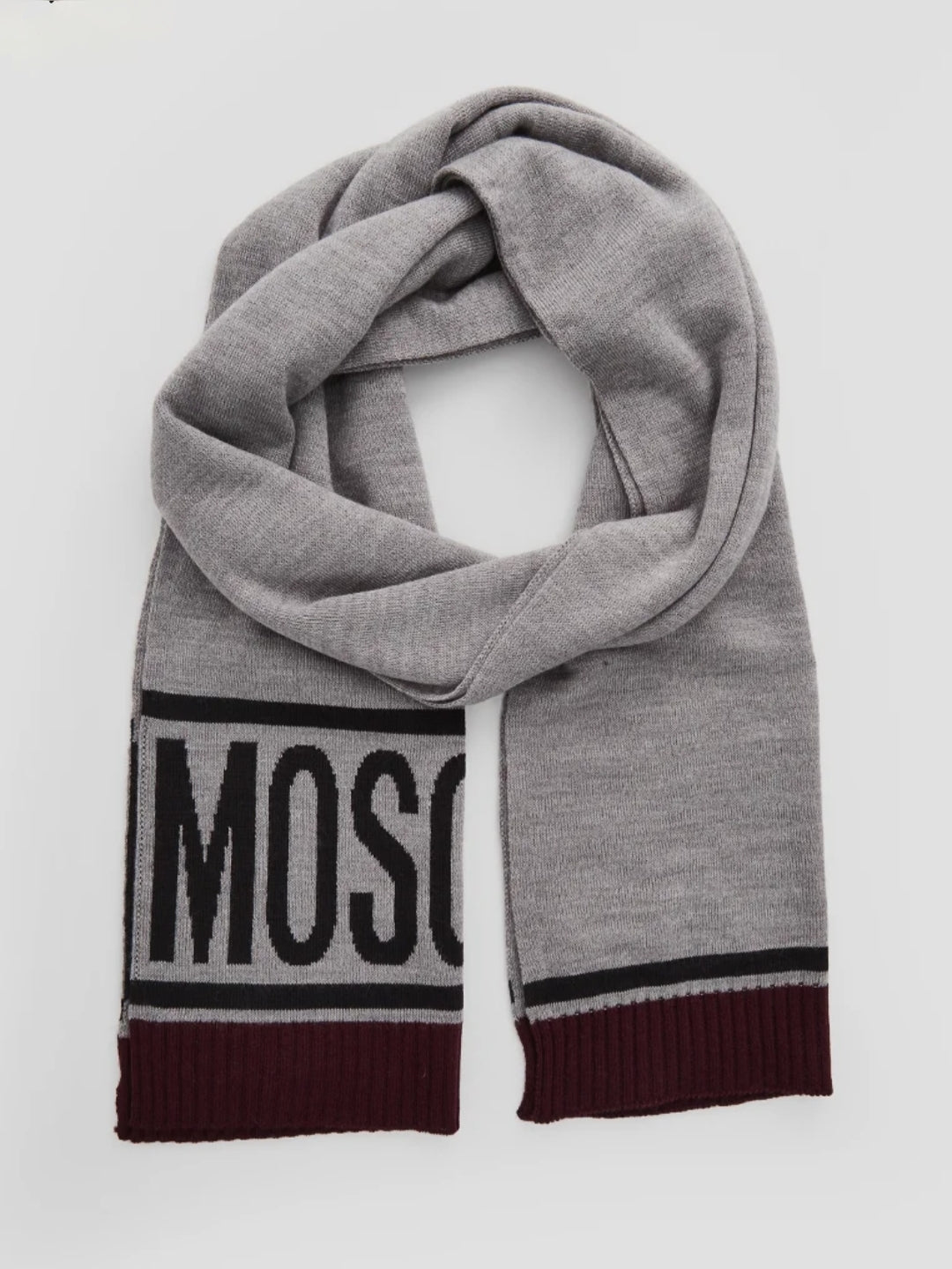 Set Cappello e Sciarpa Moschino Uomo Donna Logo Grande - Invernale, Nero/Rosso o Grigio/Bordeaux