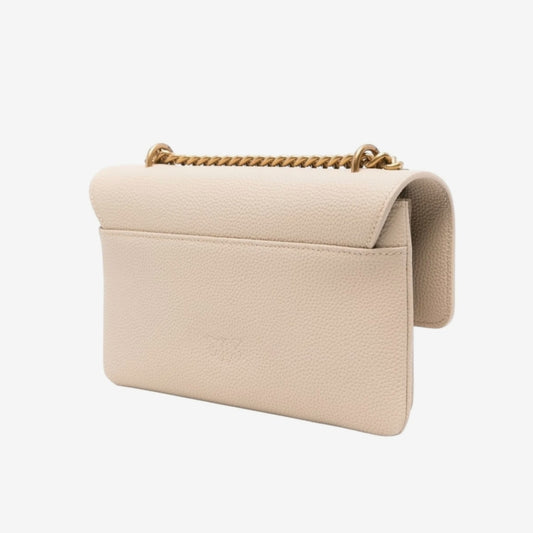 Pinko Borsa a Tracolla – Pelle Beige con Tracolla Catena