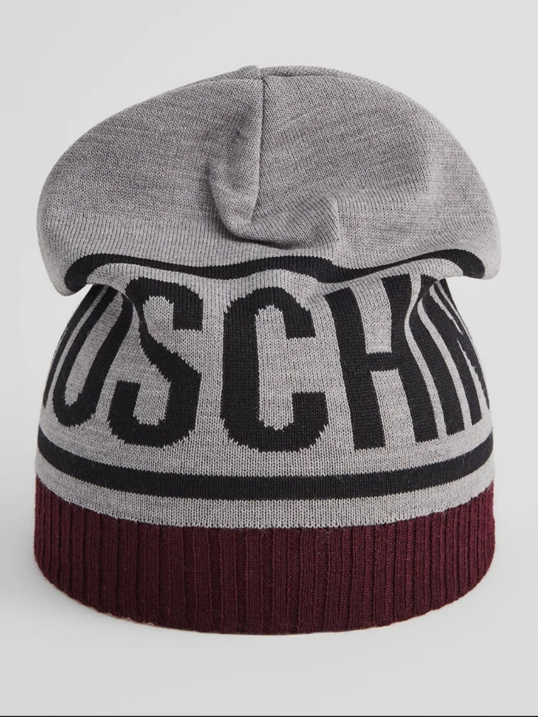 Set Cappello e Sciarpa Moschino Uomo Donna Logo Grande - Invernale, Nero/Rosso o Grigio/Bordeaux