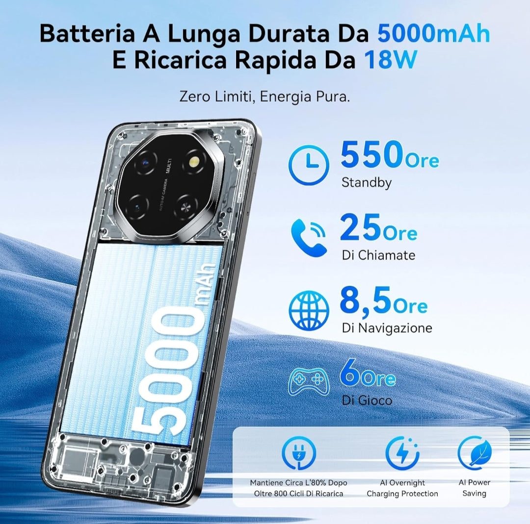 Smartphone BlackView 5G 6.88'' FHD+ 120Hz, 8+16GB RAM+128GB ROM, Android 15, Dual SIM, 5000mAh - CloudStore089