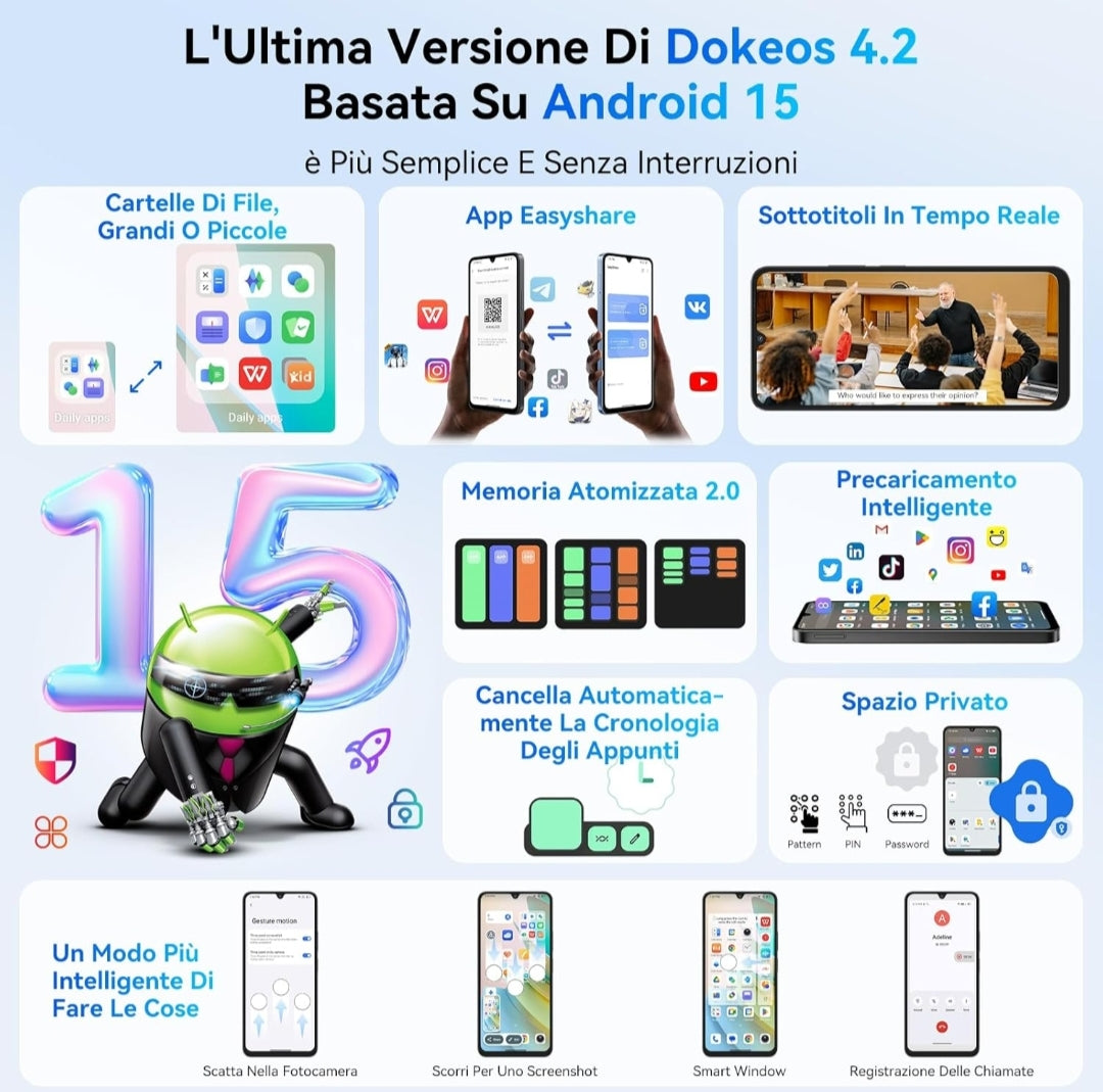 Smartphone BlackView 5G 6.88'' FHD+ 120Hz, 8+16GB RAM+128GB ROM, Android 15, Dual SIM, 5000mAh - CloudStore089