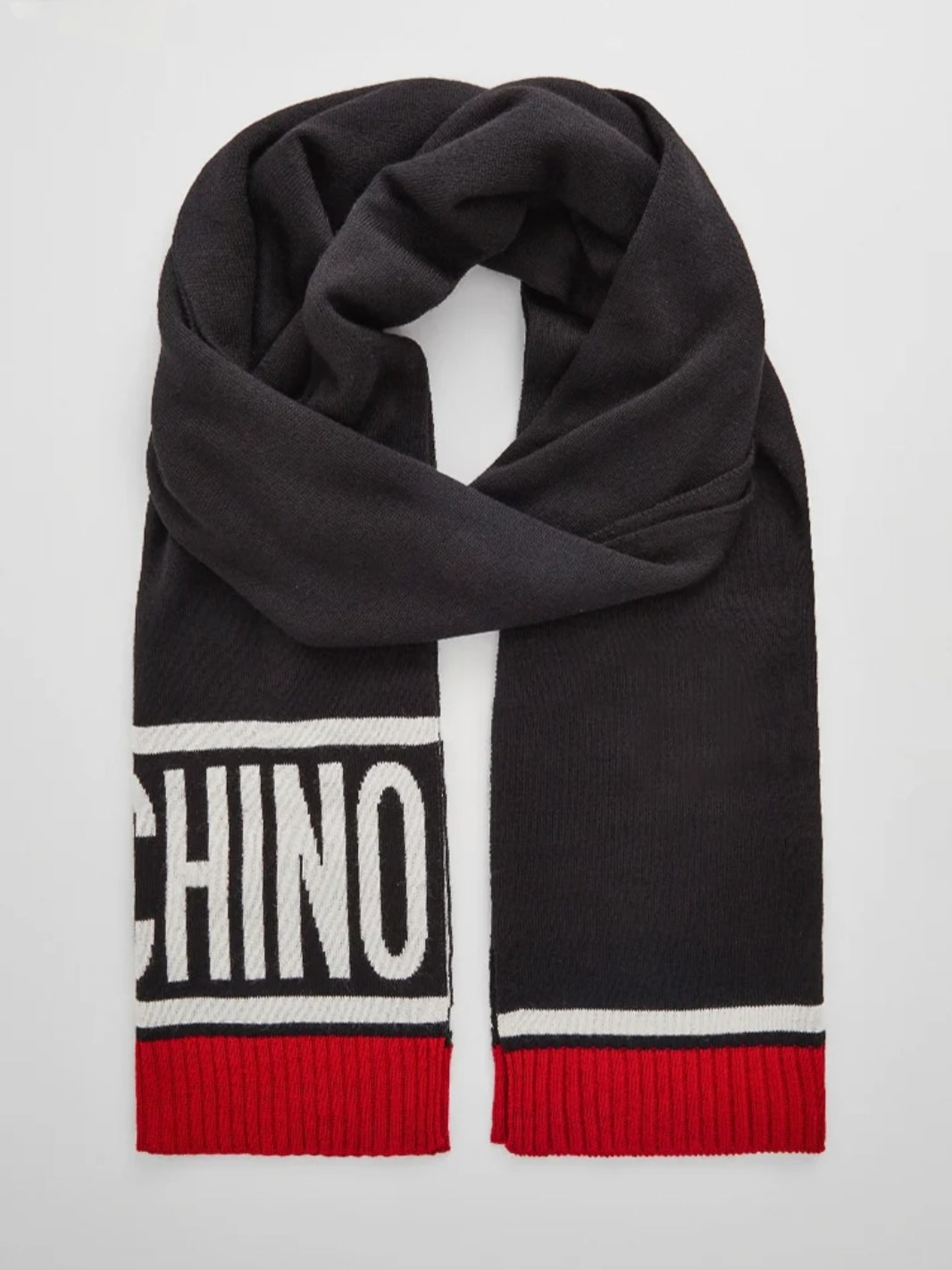 Set Cappello e Sciarpa Moschino Uomo Donna Logo Grande - Invernale, Nero/Rosso o Grigio/Bordeaux