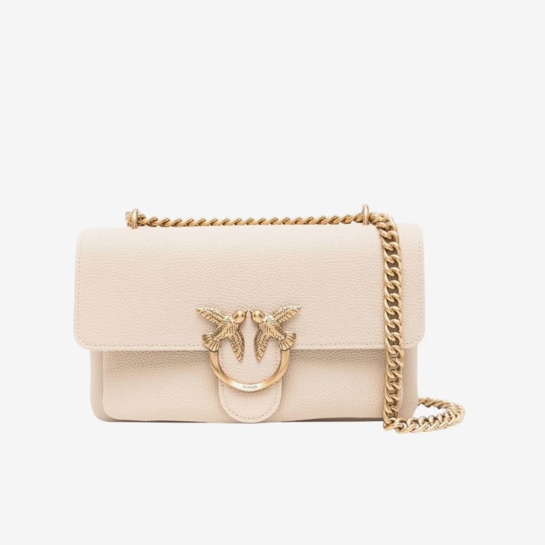 Pinko Borsa a Tracolla – Pelle Beige con Tracolla Catena