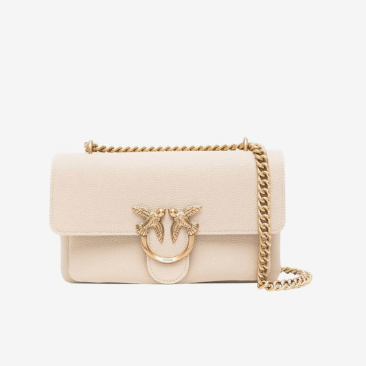Pinko Borsa a Tracolla – Pelle Beige con Tracolla Catena