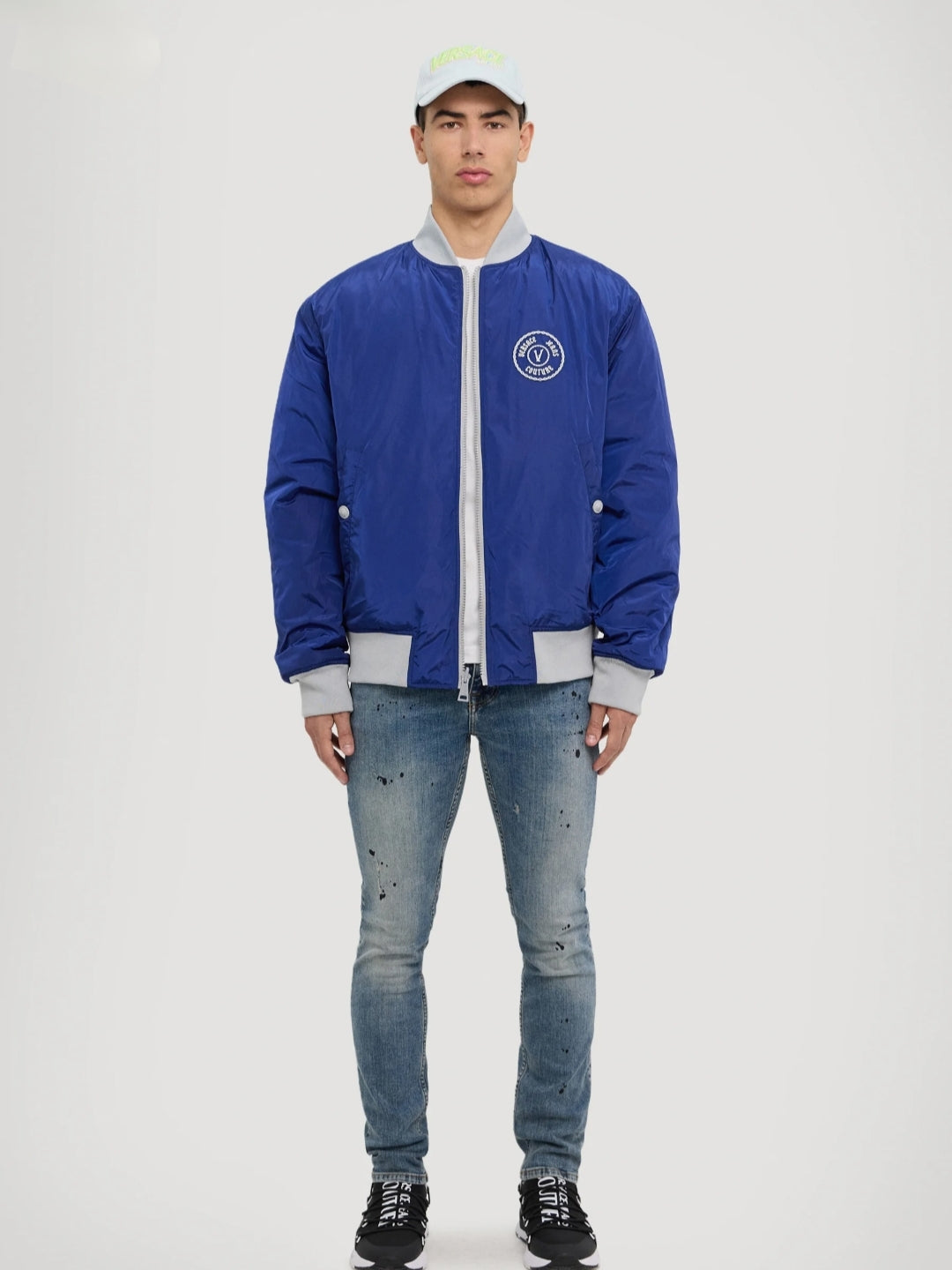 Versace Jeans Couture Reversible Chromo – Giacca invernale uomo blu reale trapuntata
