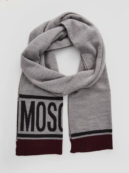 Set Cappello e Sciarpa Moschino Uomo Donna Logo Grande - Invernale, Nero/Rosso o Grigio/Bordeaux