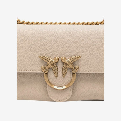 Pinko Borsa a Tracolla – Pelle Beige con Tracolla Catena